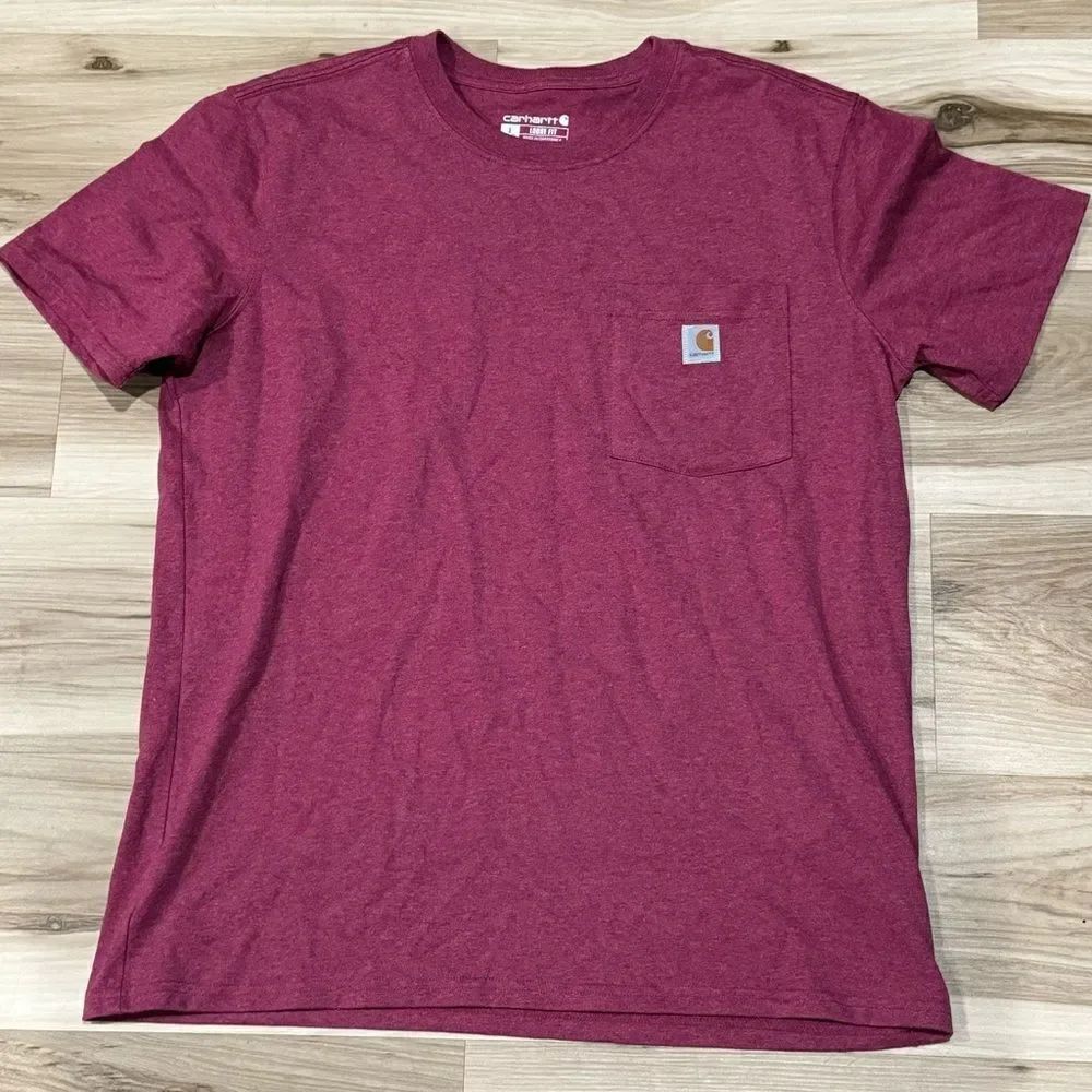 Carhartt Loose Fit Maroon Pocket Tee Shirt Women’s Large